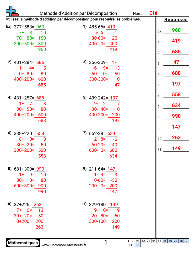 Fiches d'Exercices d'Additions - strategies-daddition worksheet