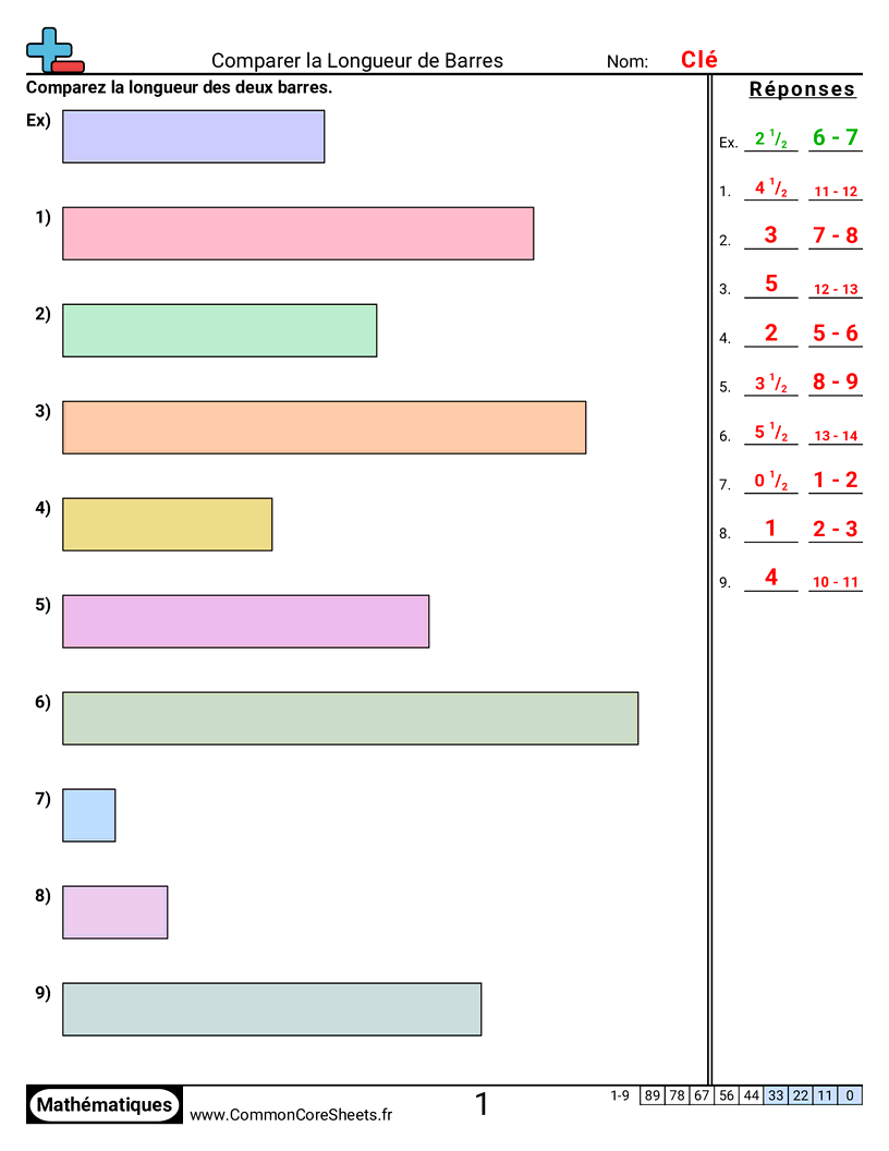 Measurement Fiches d'Exercices sur la Mésure - comparer-la-largeur-dobjets worksheet
