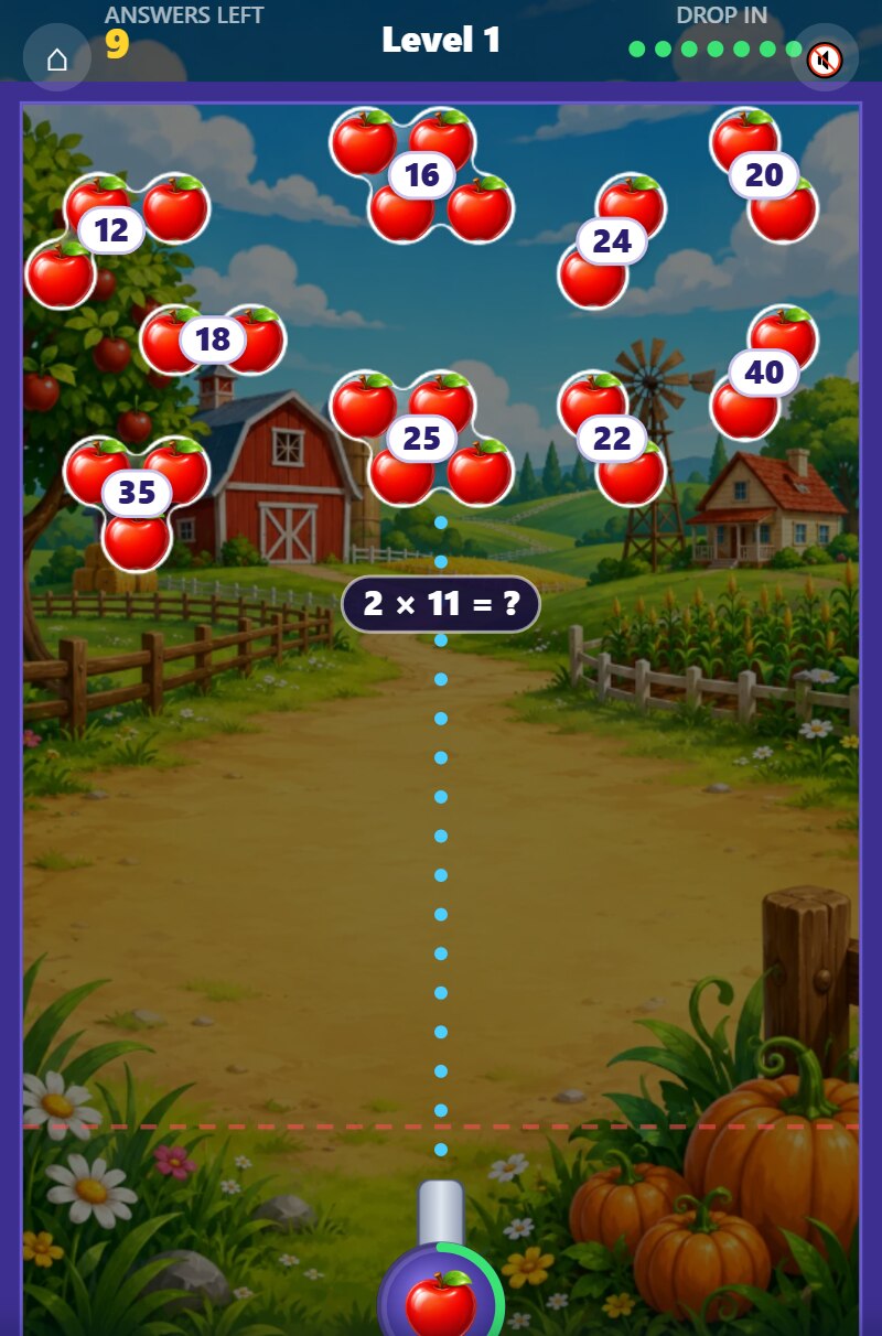 math bubble pop multiplication level