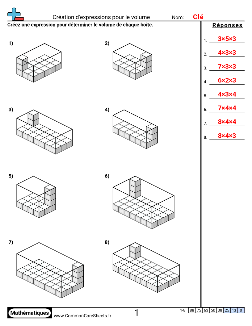 Fiches d'Exercices sur Volumes - creer-des-expressions-pour-le-volume worksheet