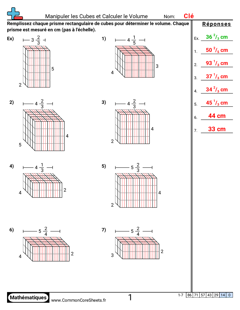 Fiches d'Exercices sur Volumes - utiliser-des-cubes-pour-trouver-le-volume-cotes-fractionnaires worksheet