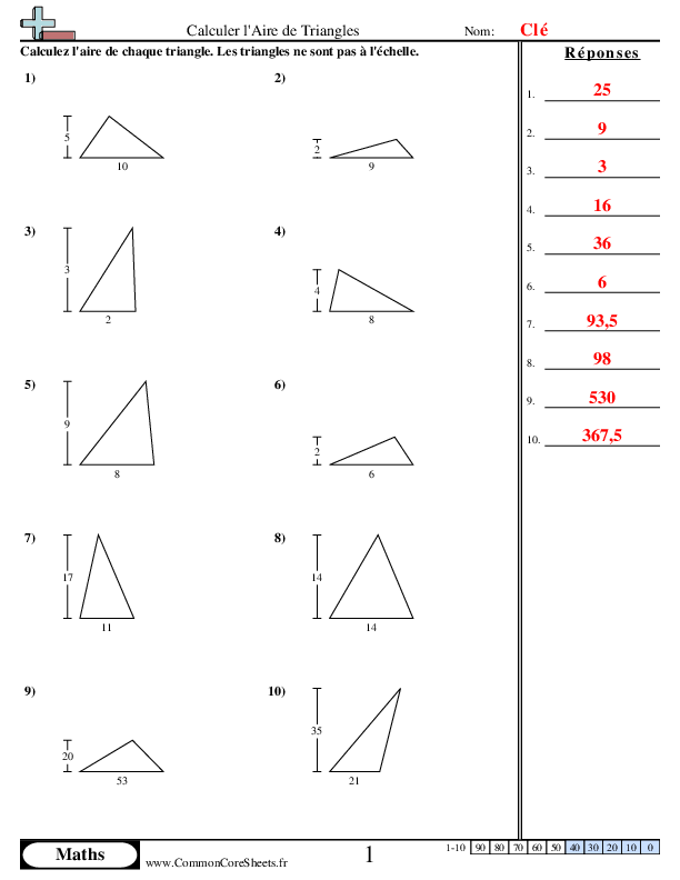  - aire-de-triangles-base-et-hauteur worksheet