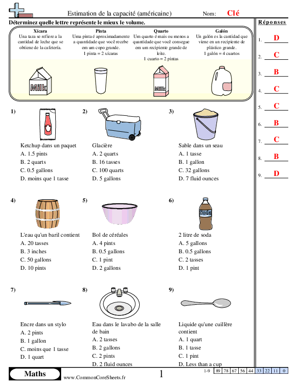 Fiches d'Exercices sur les Mesures