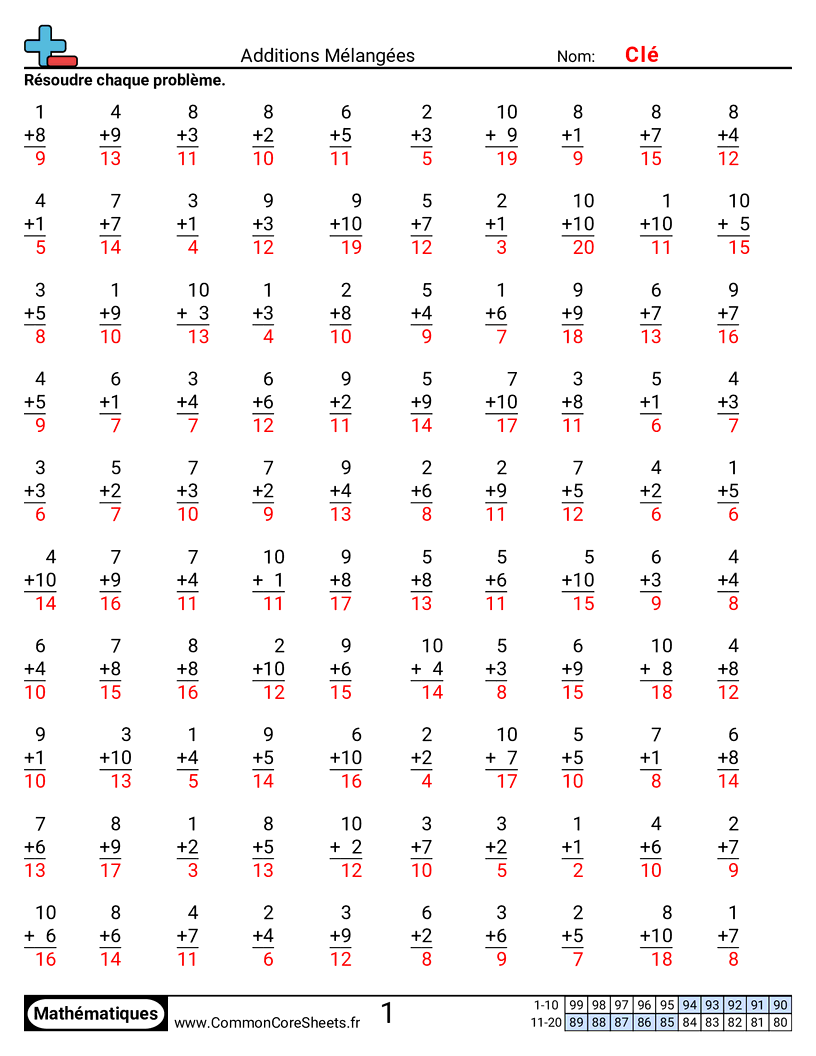 Fiches d'Exercices - Mixte worksheet