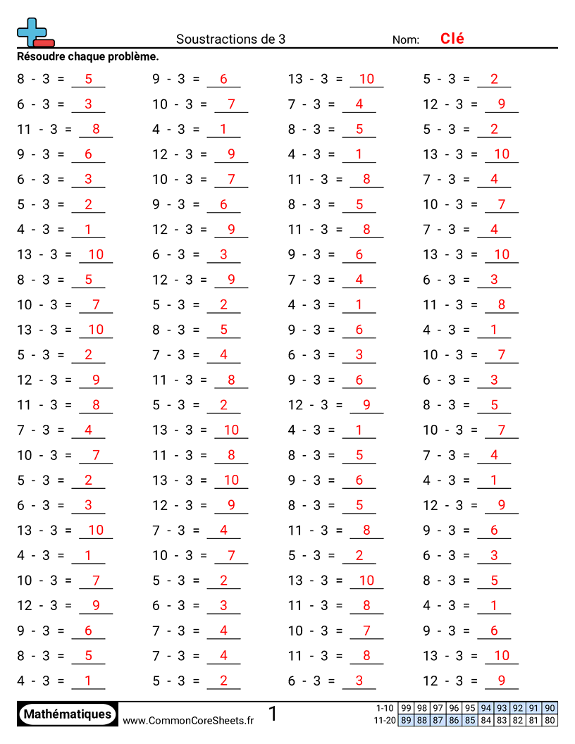 Fiches d'Exercices - 3 (horizontal) worksheet