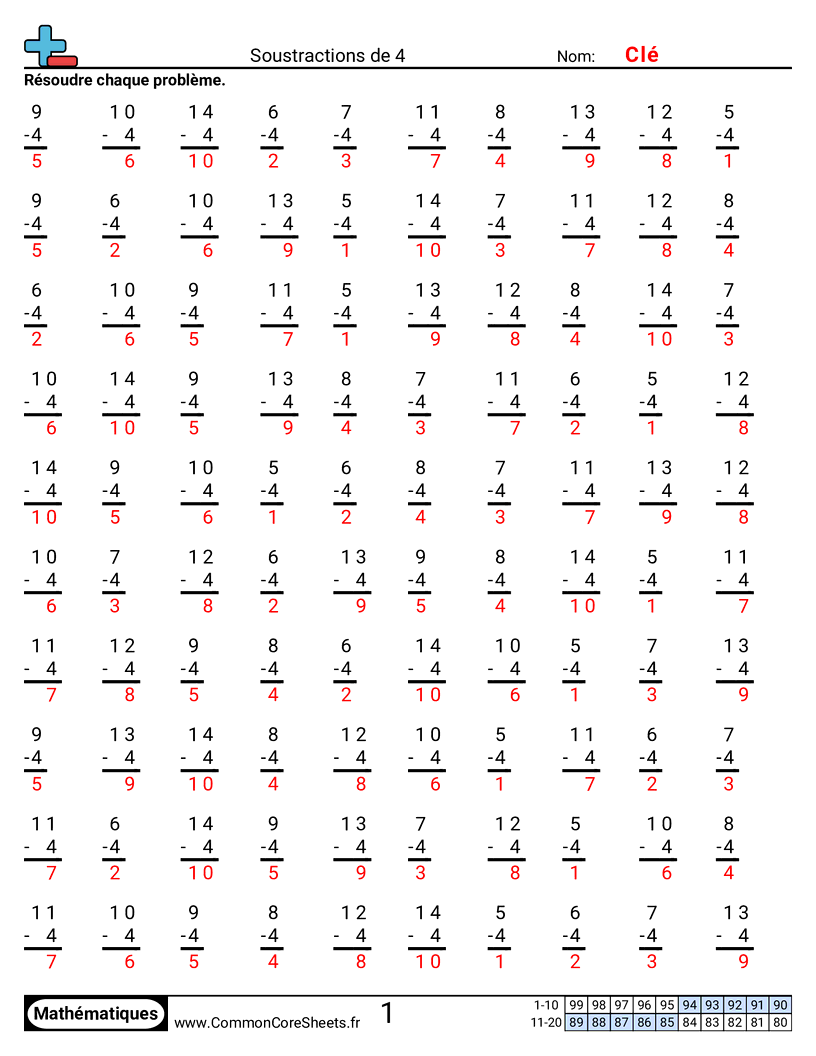 Fiches d'Exercices - 4 worksheet