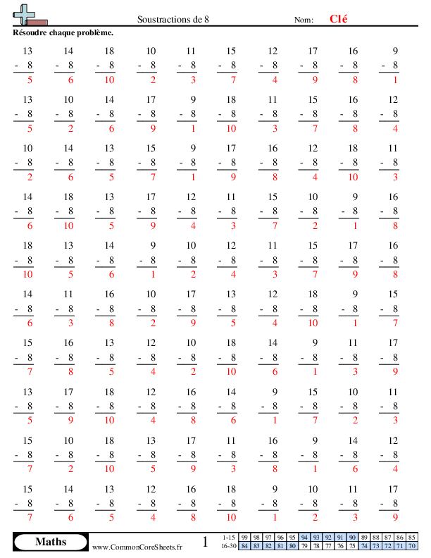  - soustractions-de-8 worksheet