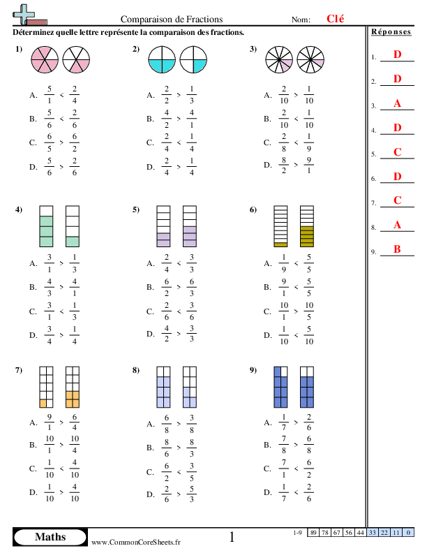  - comparaison-de-fractions worksheet