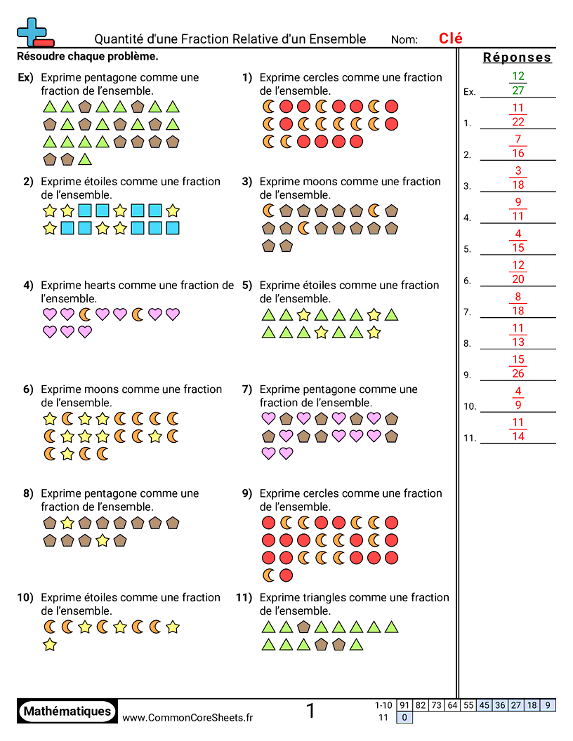 Fiches d'Exercices avec Fractions - fraction-dun-tout-visuel worksheet