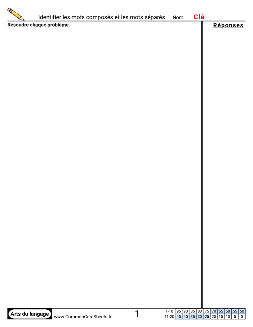  - Identifier des mots composés vs mots séparés worksheet