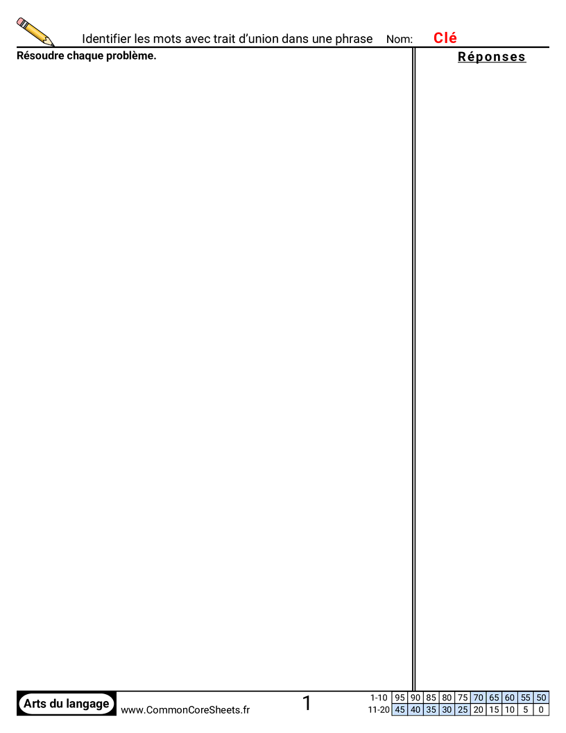  - Identifier des mots avec trait d’union dans une phrase worksheet