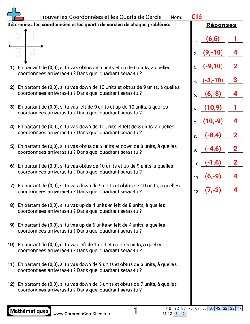  - trouver-les-coordonnees-et-le-quadrant worksheet