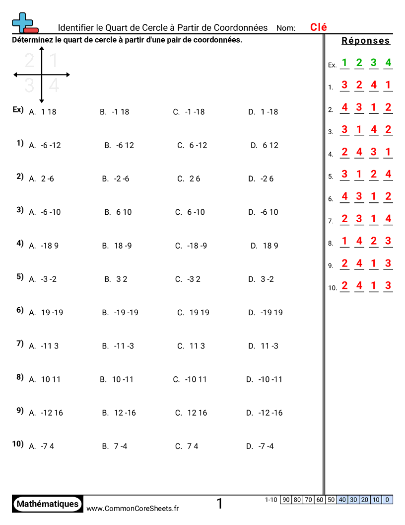  - trouver-le-quadrant-a-partir-des-coordonnees worksheet