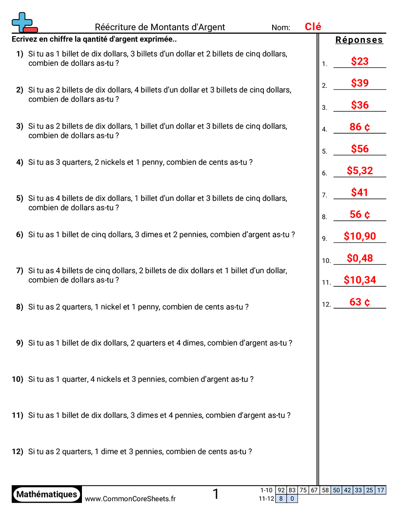  - trouver-des-montants-dollars-et-cents worksheet