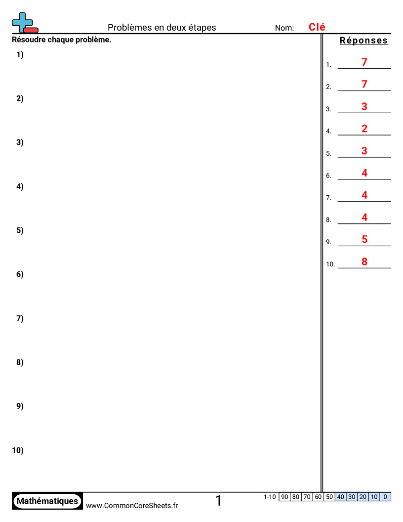 Fiches d'Exercices de Problèmes à Multi-Etapes - soustraire-et-diviser worksheet