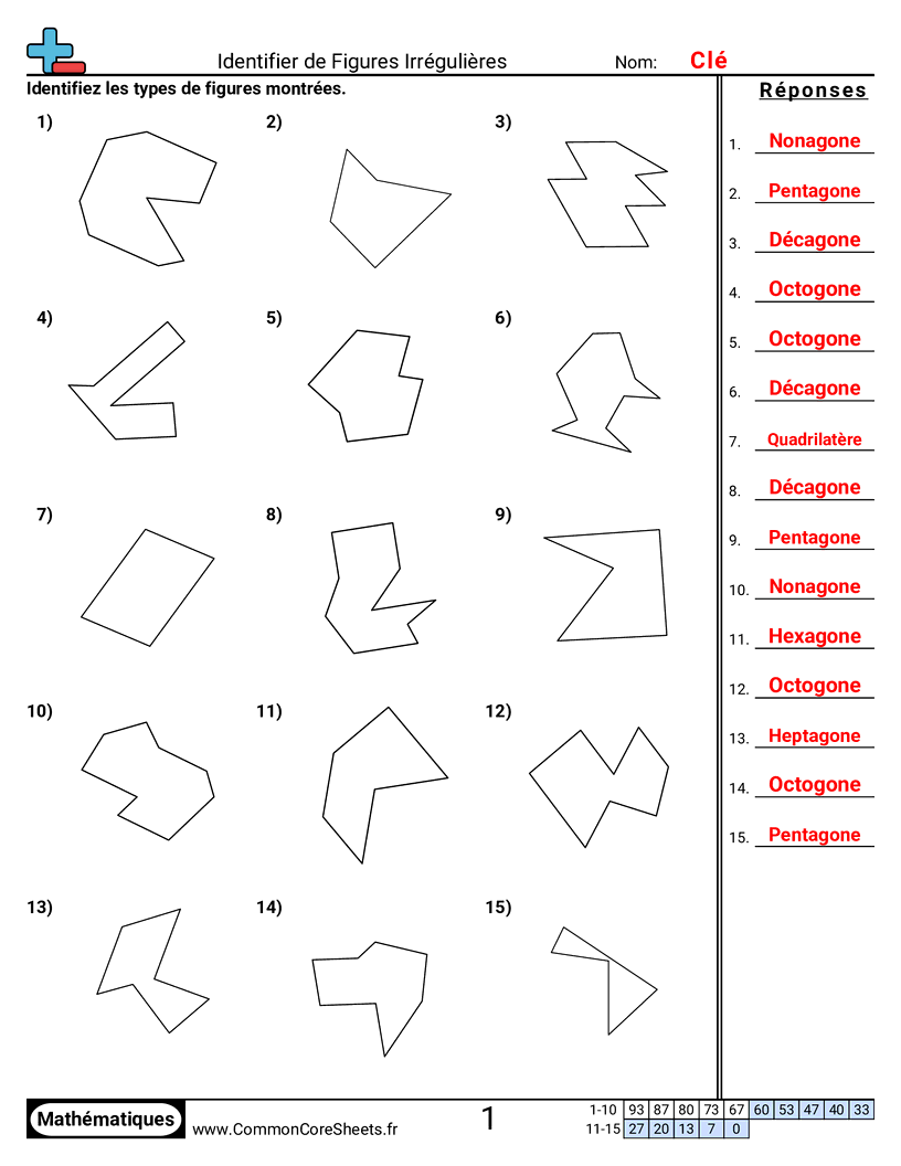 Fiches d'Exercices sur les Figures - formes-irregulieres-4-a-10-cotes worksheet