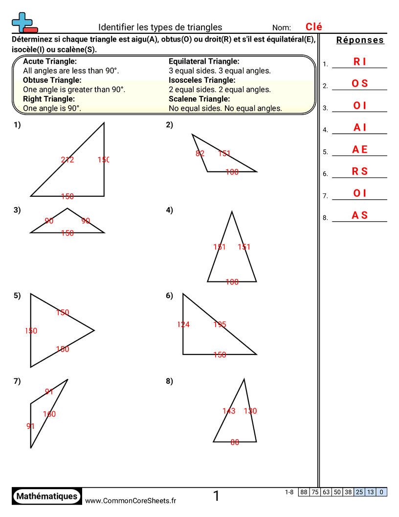 Fiches d'Exercices sur les Figures - identifier-les-types-de-triangles worksheet