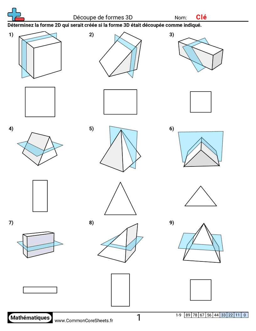 Fiches d'Exercices sur les Figures - decouper-des-solides-3d worksheet