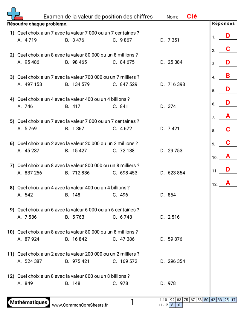 Fiches d'Exercices sur le placement de virgule d'un nombre décimal - etudier-la-valeur-de-position-dun-chiffre worksheet