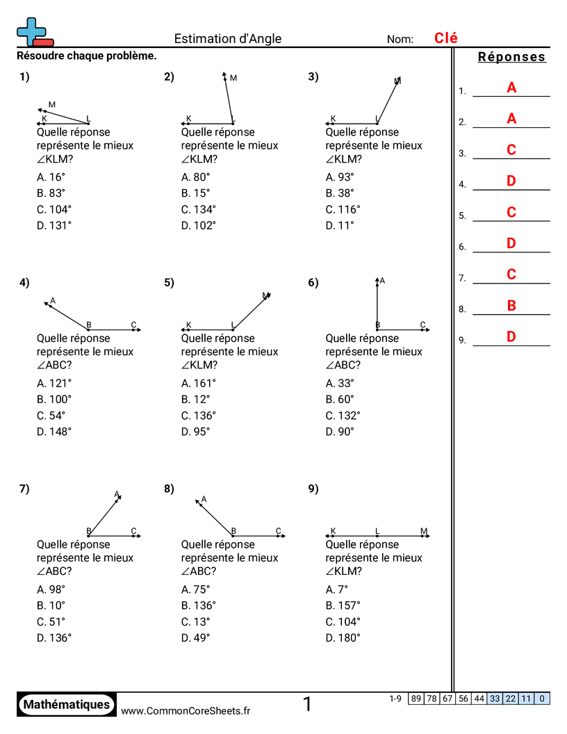 Estimation d’angles worksheet preview